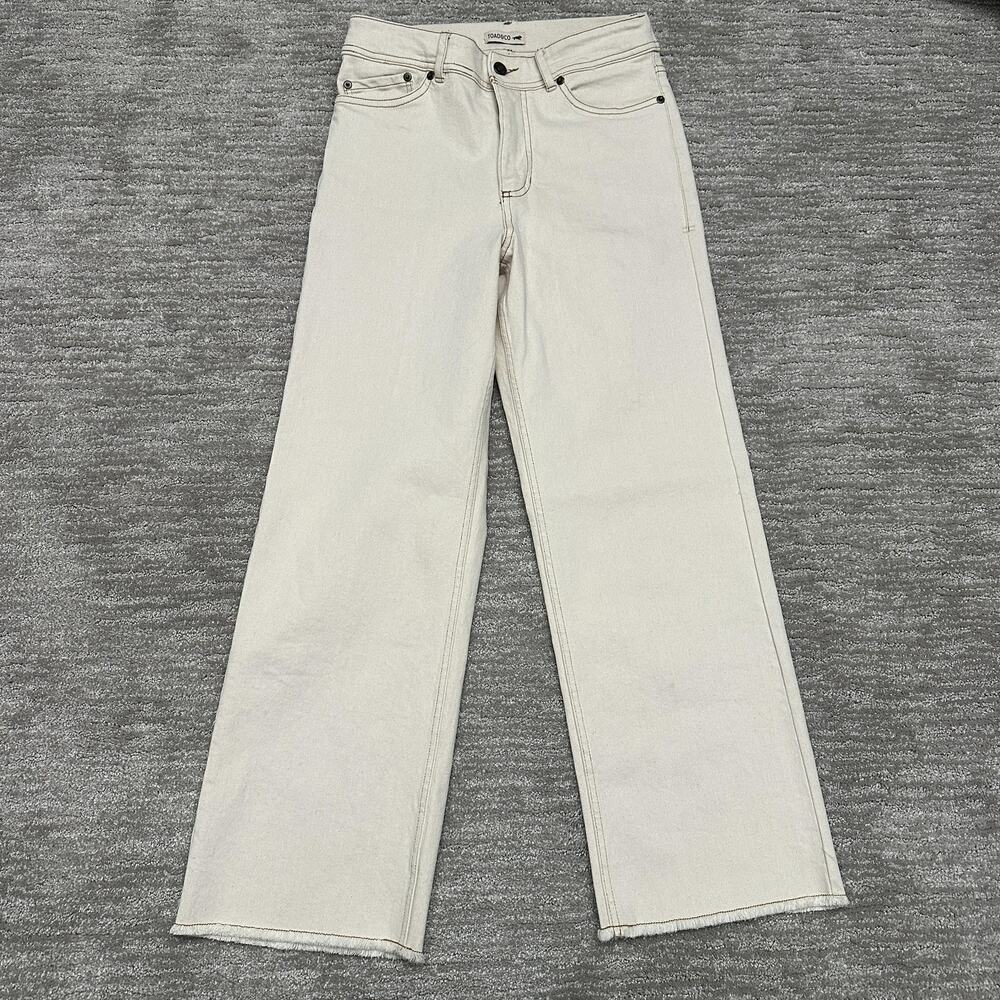 Toad&Co Jeans Women 4 Tan High Rise Straight Balsam Seeded Cutoff Organic Cotton